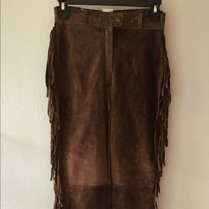 Ralph Lauren brown suede pants with fringe